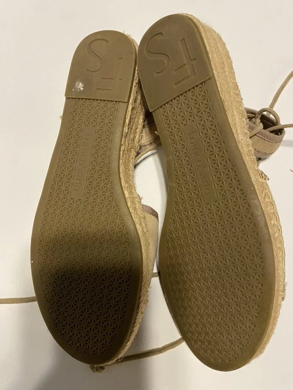 Franco Sarto 8 M Espadrilles Brown Suede Upper Wedge Sandals Boho Beach
